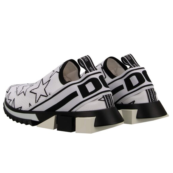 Dolce & Gabbana - DG Logo Low-Top Logo Stars Stretch Sneaker SORRENTO White Blac - Picture 4 of 5